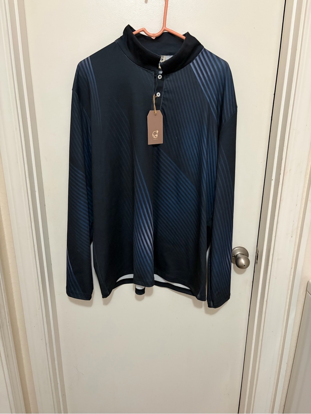 Men's Black & Navy Long Sleeve Polo Shirt